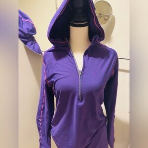 Hind Purple Women's Hoodie 3/4 zip up running athletic jacket, L